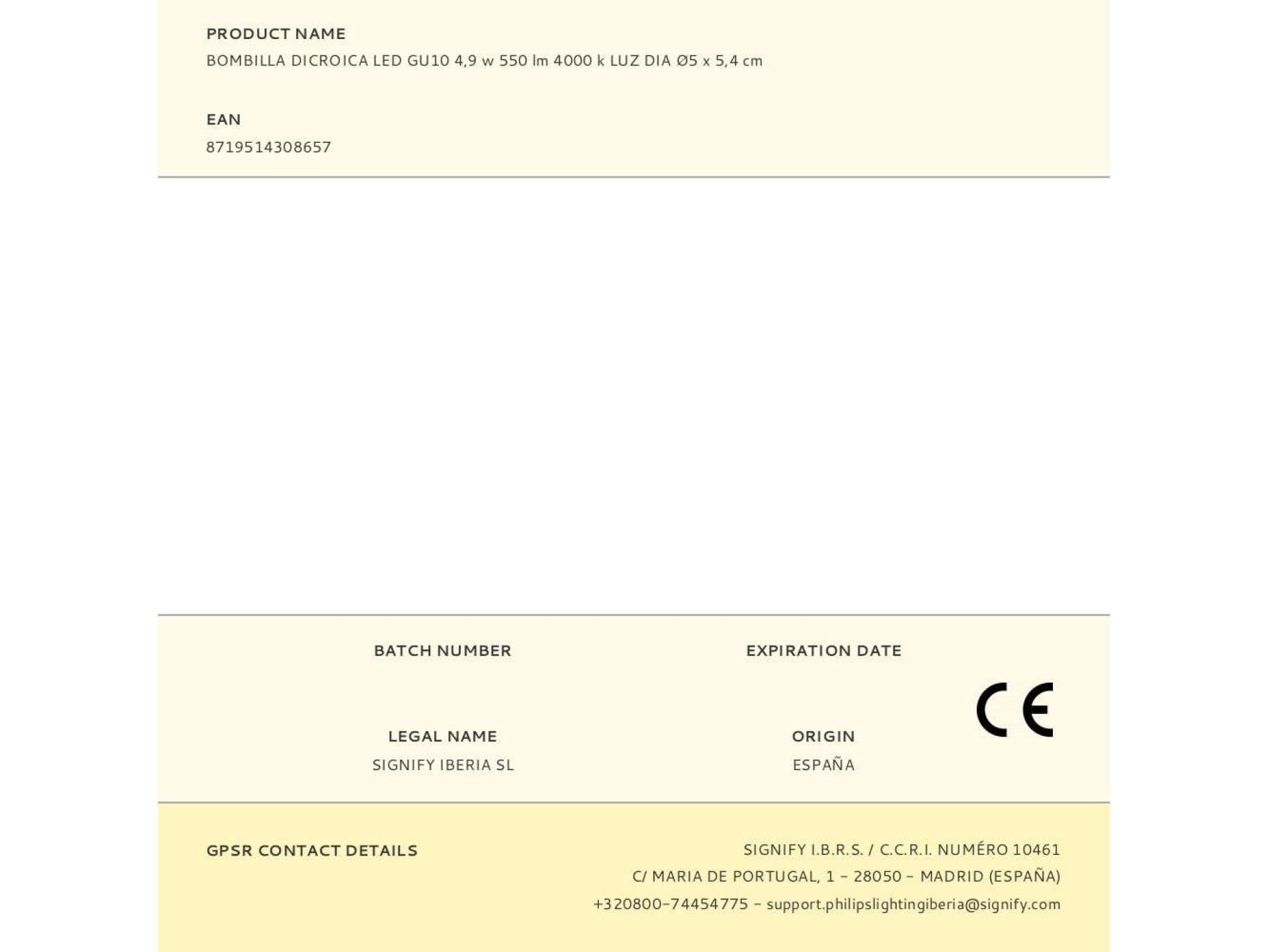 Bombilla dicroica led gu10 4,9 w 550 lm 4000 k luz dia ø5 x 5,4 cm