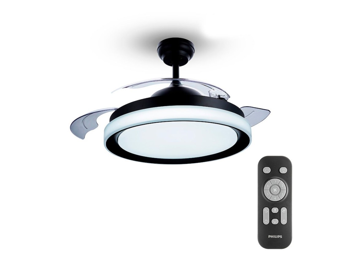 Bliss black model led ceiling fan power: 28 + 35 w blades: ø106 cm with remote control philips