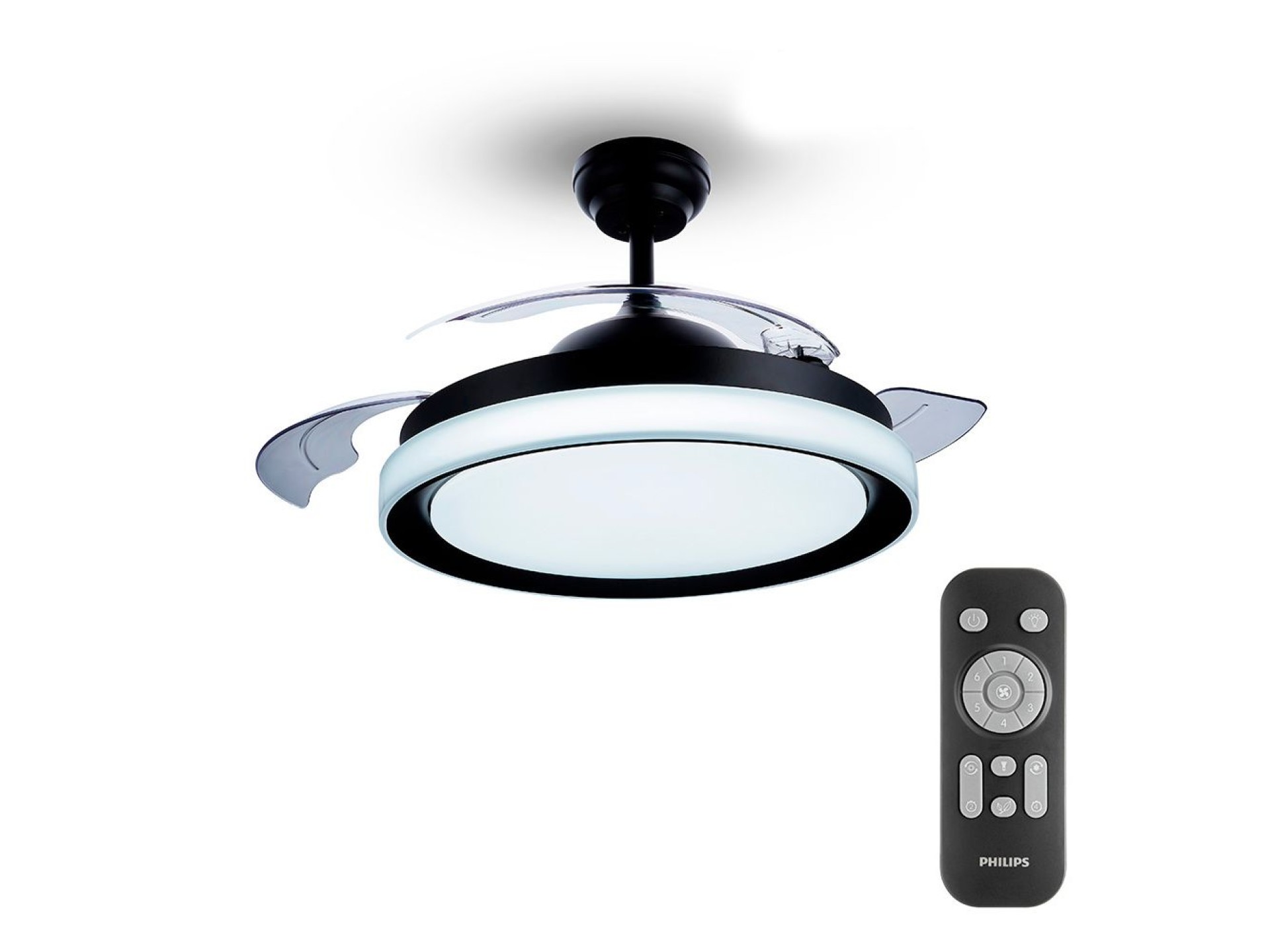 Bliss black model led ceiling fan power: 28 + 35 w blades: ø106 cm with remote control philips