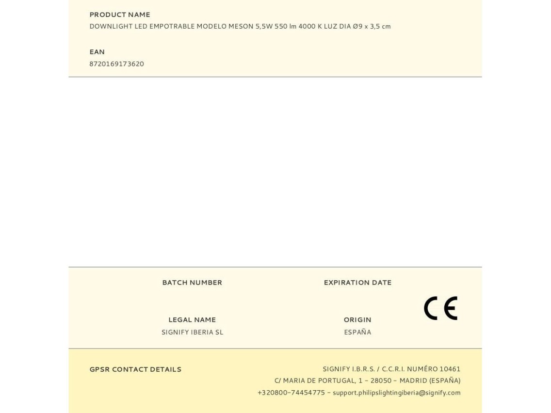 Downlight led recessed 5,5w 550lm 4000k daylight mod. meson �9x3,5cm philips