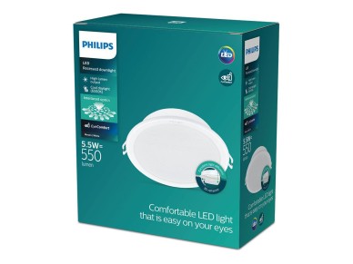 Downlight led de encastrar 5,5w 550lm 6500k luz fria mod. meson �9x3,5cm philips