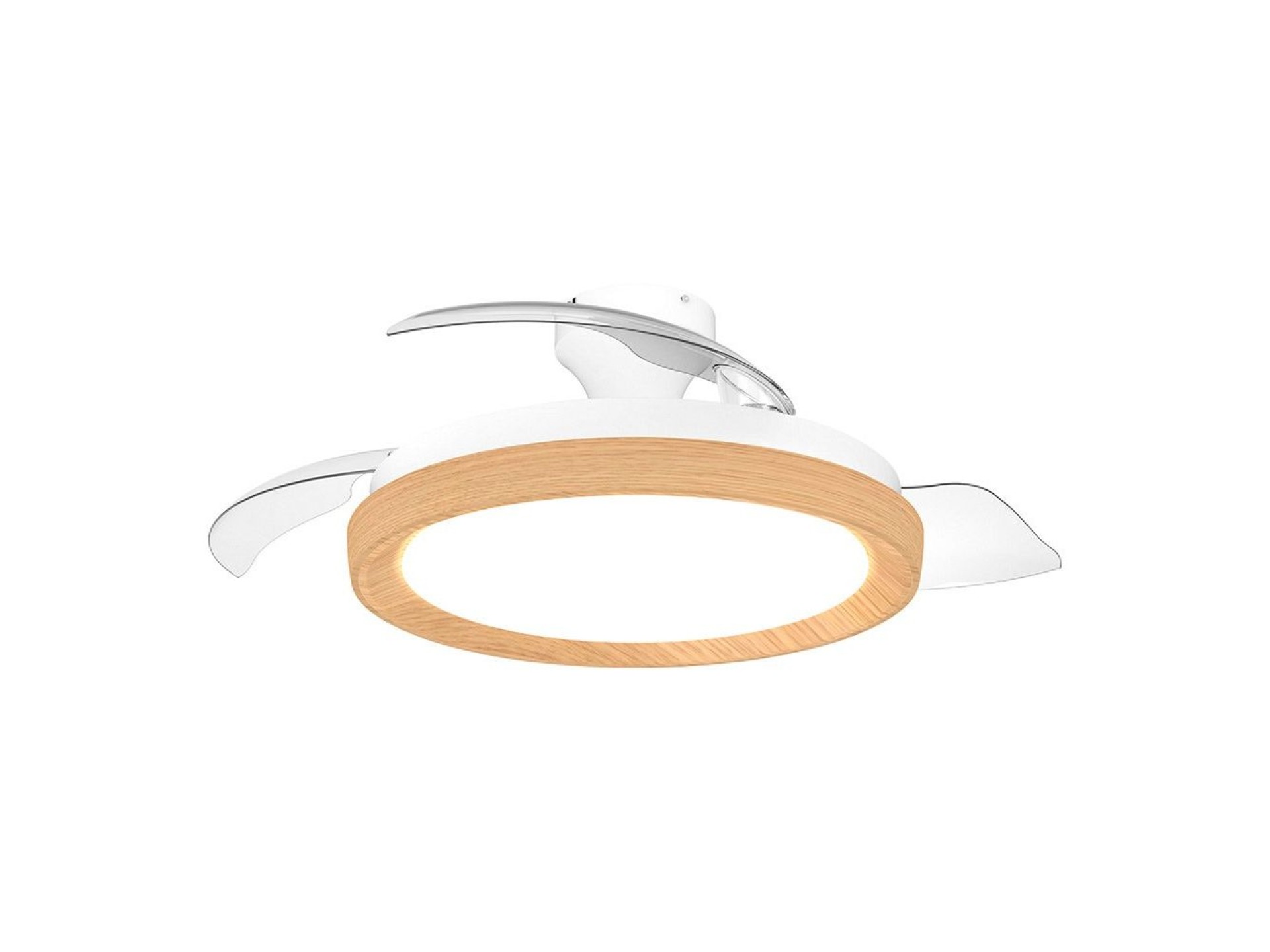 Retractable blade ceiling fan, 3 cct led, 28 w dc motor + 35 w led, bliss model, white / gold, ø106