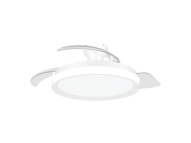 Ventilador de techo con aspas retr�ctiles, led 3 cct, motor dc 28 w + led 35 w, modelo bliss, blanco