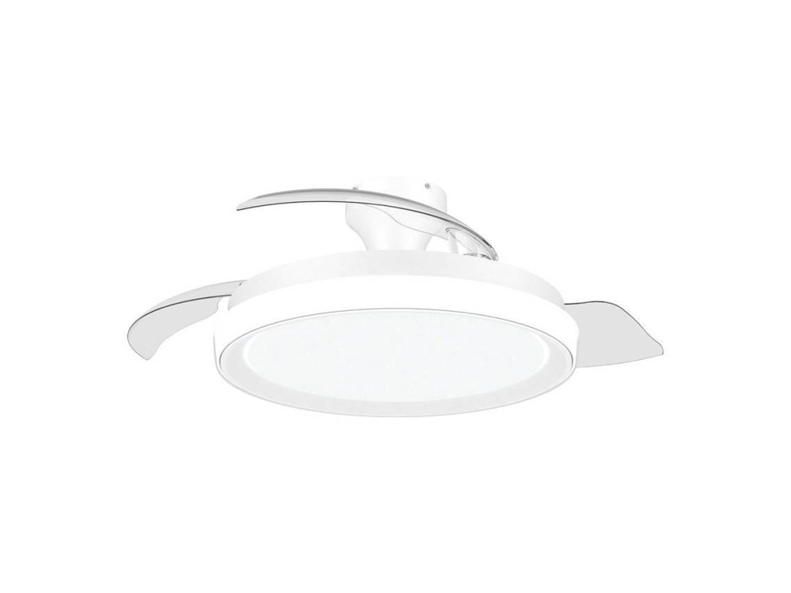 Ventilador de techo con aspas retr�ctiles, led 3 cct, motor dc 28 w + led 35 w, modelo bliss, blanco