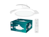 Ventilador de techo con aspas retr�ctiles, led 3 cct, motor dc 28 w + led 35 w, modelo bliss, blanco