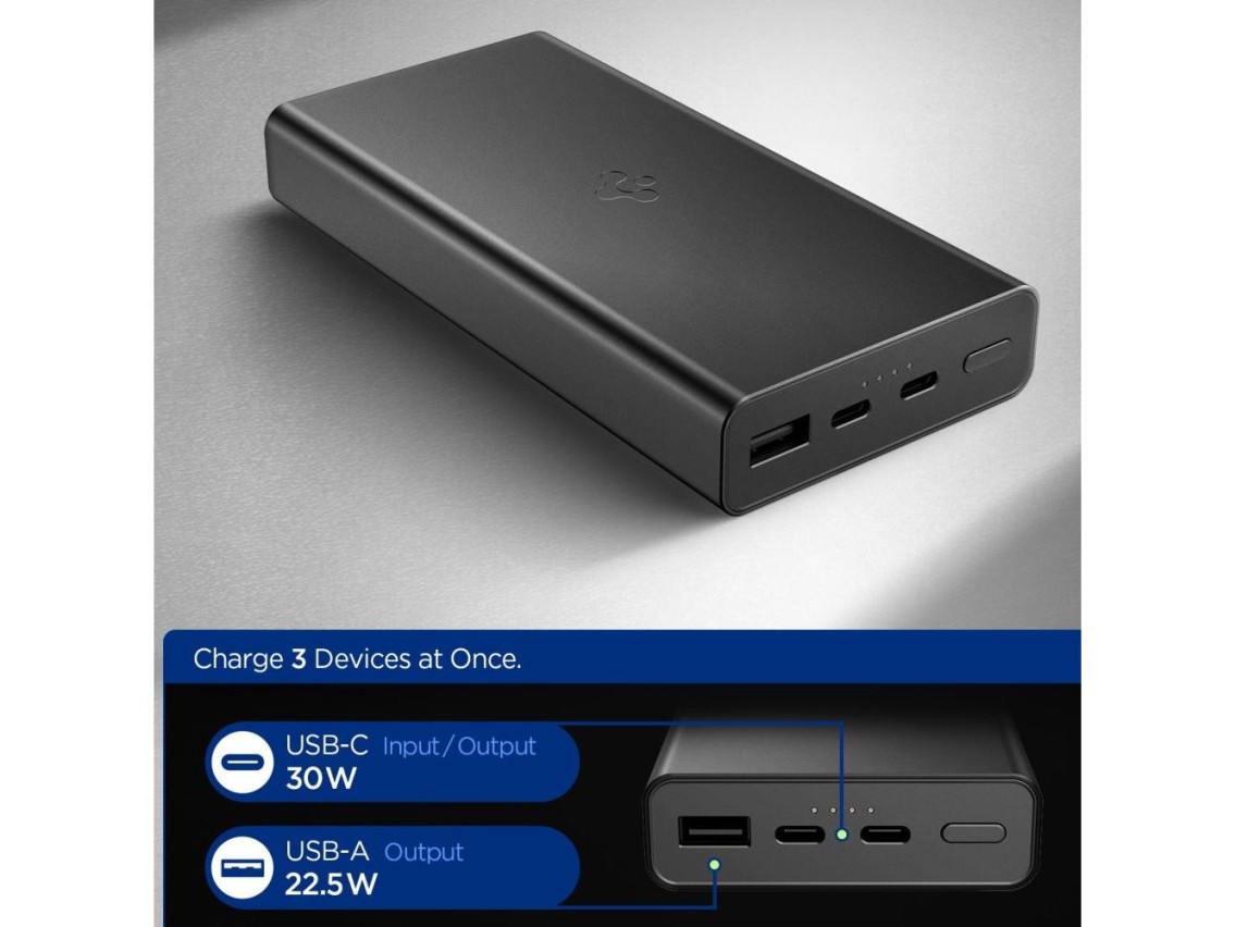 Bateria Externa Spigen EA3020 20000mAh 30W - Preta
