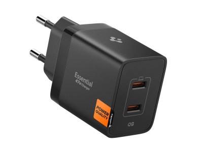 Cargador de pared Spigen Essential EE472EU de 2 puertos USC-C de 47 W (negro)