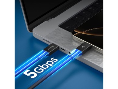 Cable USB-C Spigen EB10020CC de 100 W y 200 cm, color negro