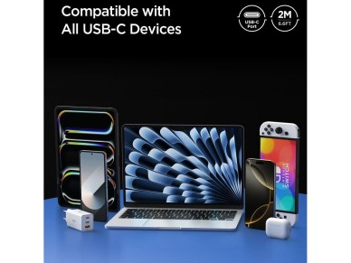 Cable USB-C Spigen EB10020CC de 100 W y 200 cm, color negro