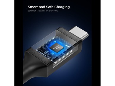Cable USB-C/USB-C Spigen Essential EB24012CC de 240 W y 120 cm, color negro