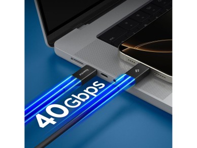 Cable USB-C/USB-C Spigen Essential EB24012CC de 240 W y 120 cm, color negro