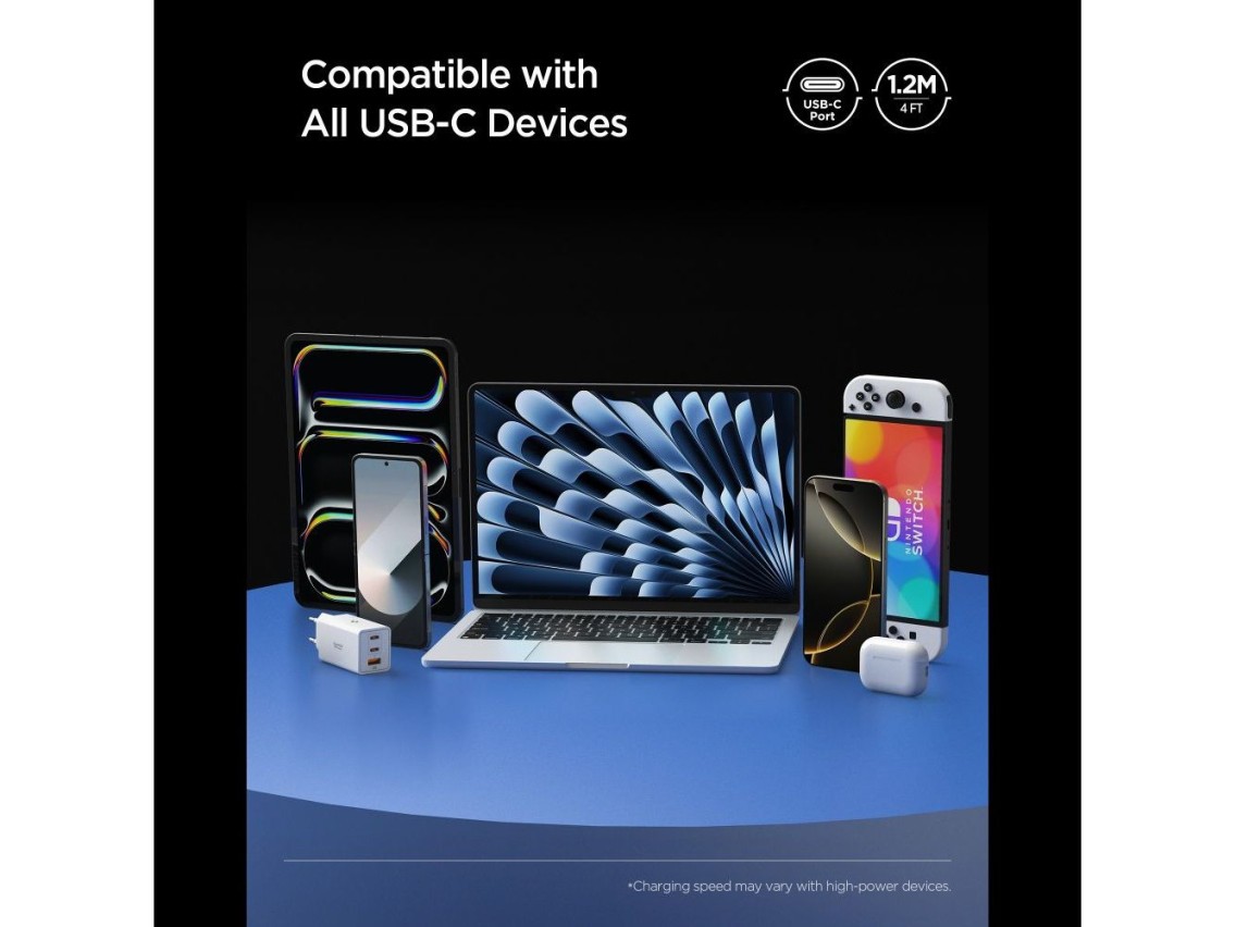 Spigen Essential EB24012CC USB-C / USB-C 240W 120cm Cable - Black