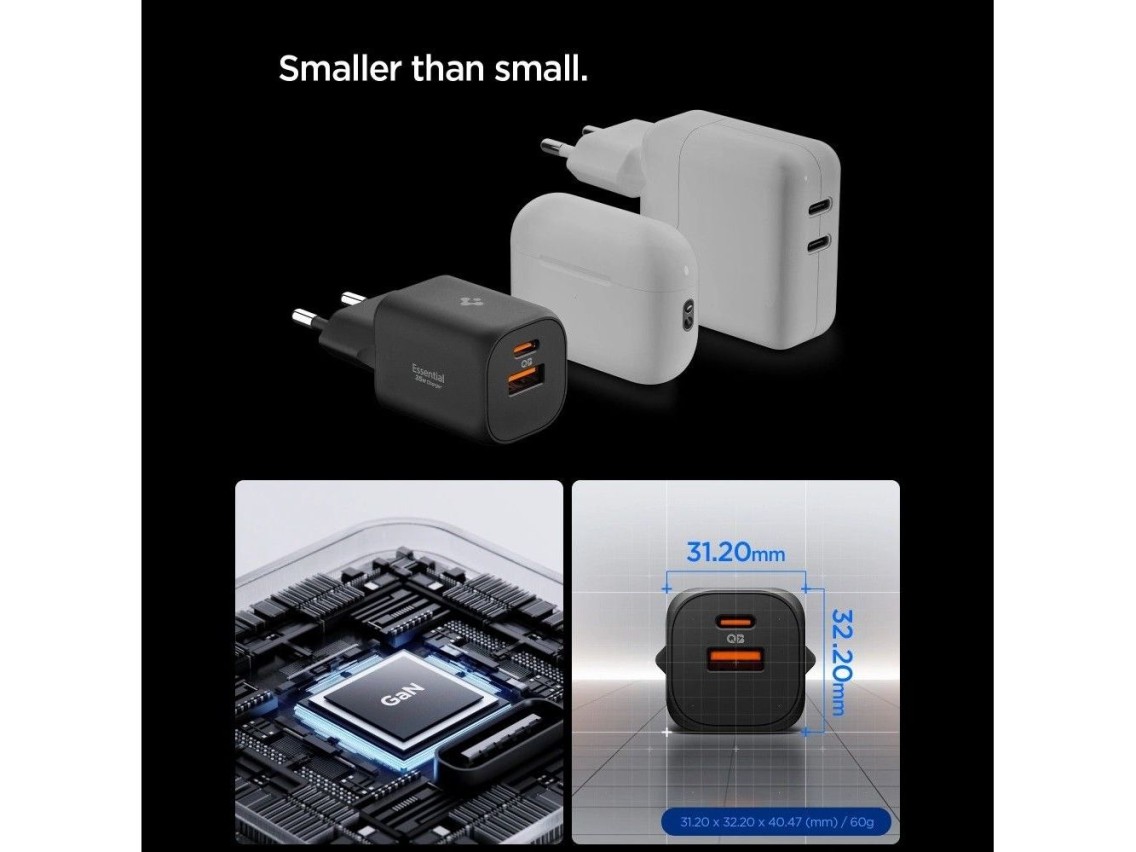 Spigen Essential EE352EU USB-C / USB-A 35W Wall Charger - Black