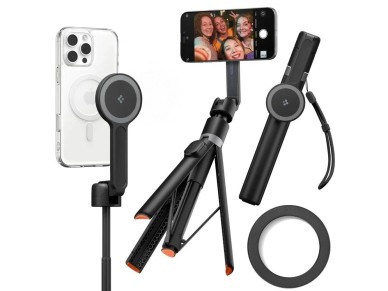 Bastão de selfie e tripé Spigen S581W MagSafe Bluetooth - Preto Bastão de selfie e tripé Spigen S581W MagSafe Bluetooth - Preto