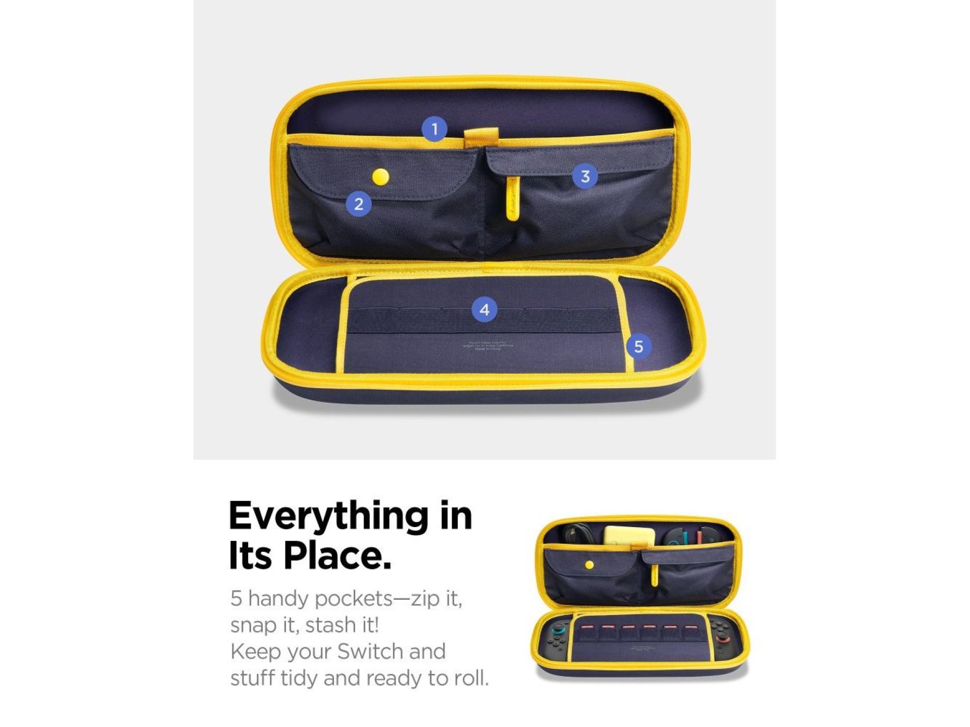 Bolsa Spigen Nano Pop Pro para Nintendo Switch 2 - Azul Marinho e Amarelo