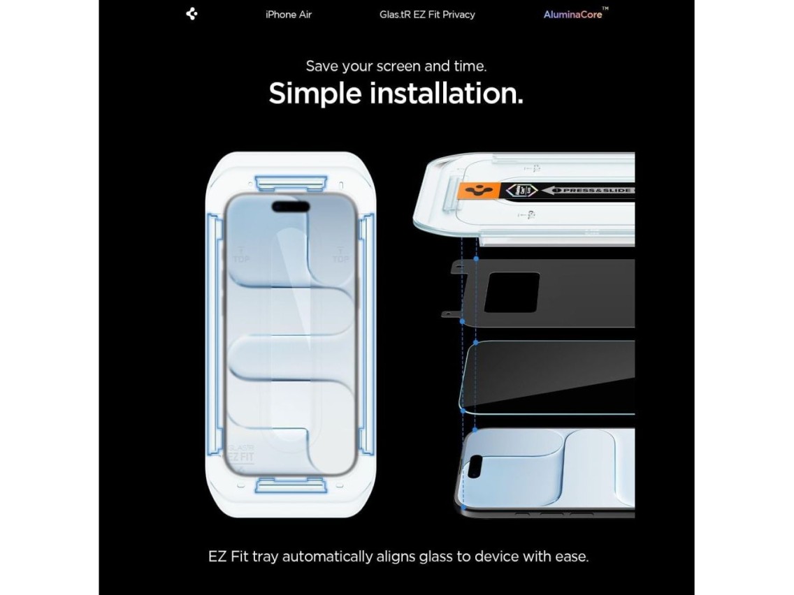 Spigen Glas.TR EZ Fit 2-pack privacy glass for iPhone 17 Air