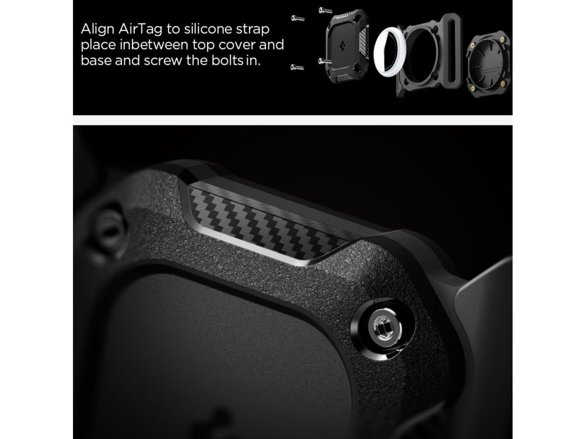 Spigen Tough Armor Pet Collar AirTag 1/2 Case - Black