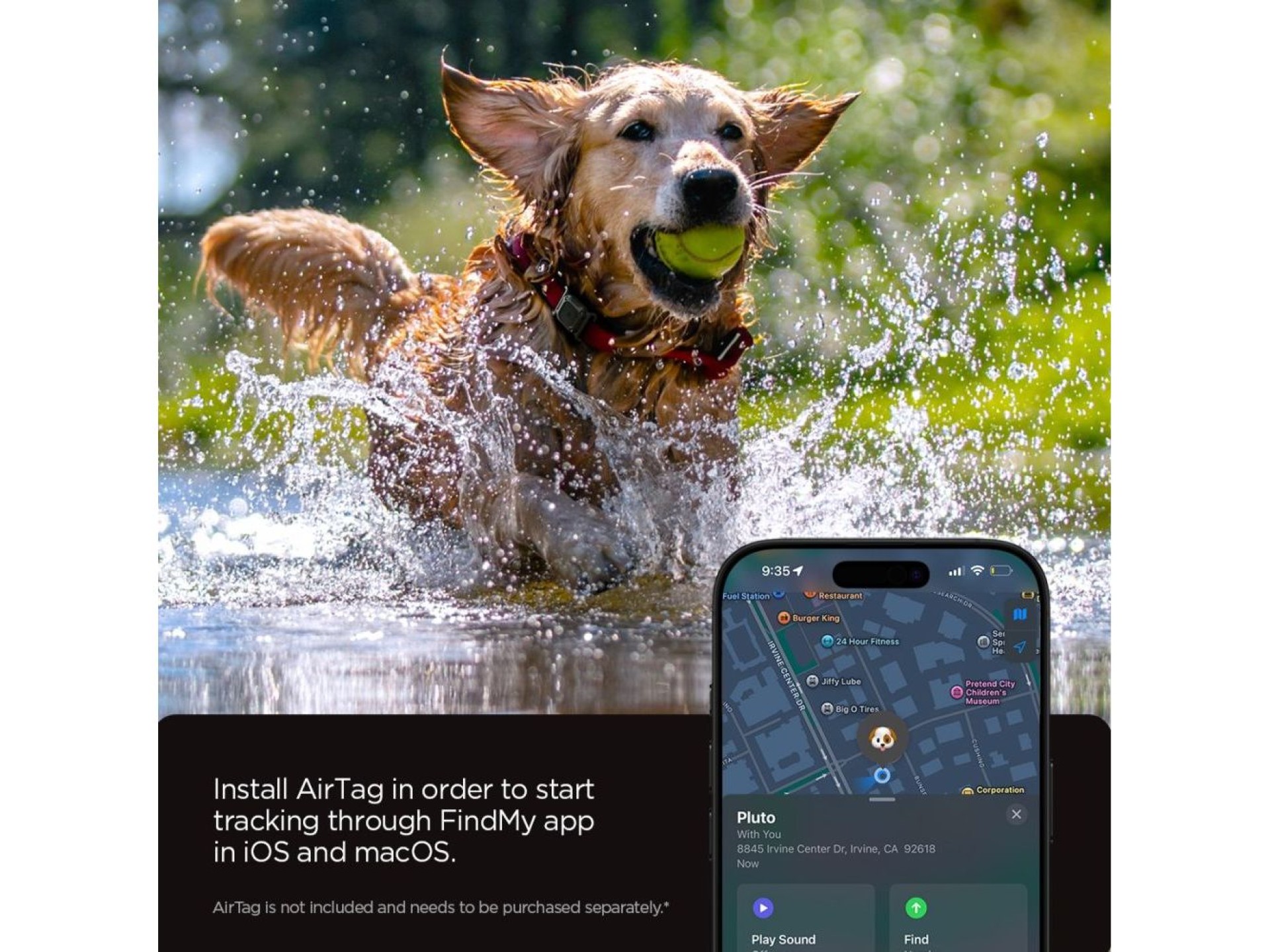Spigen Tough Armor Pet Collar AirTag 1/2 Case - Black