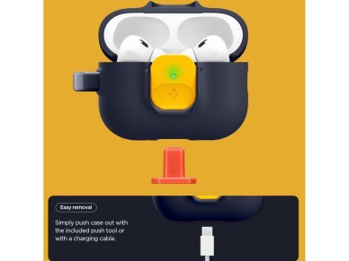 Funda Spigen Nano Pop para AirPods Pro 3 - Azul marino y amarillo