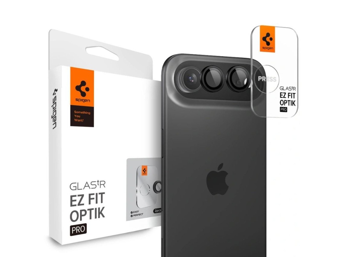 Funda para cámara Spigen Optik Pro Glas.tR "EZ FIT" (paquete de 2) para iPhone Air - Negra