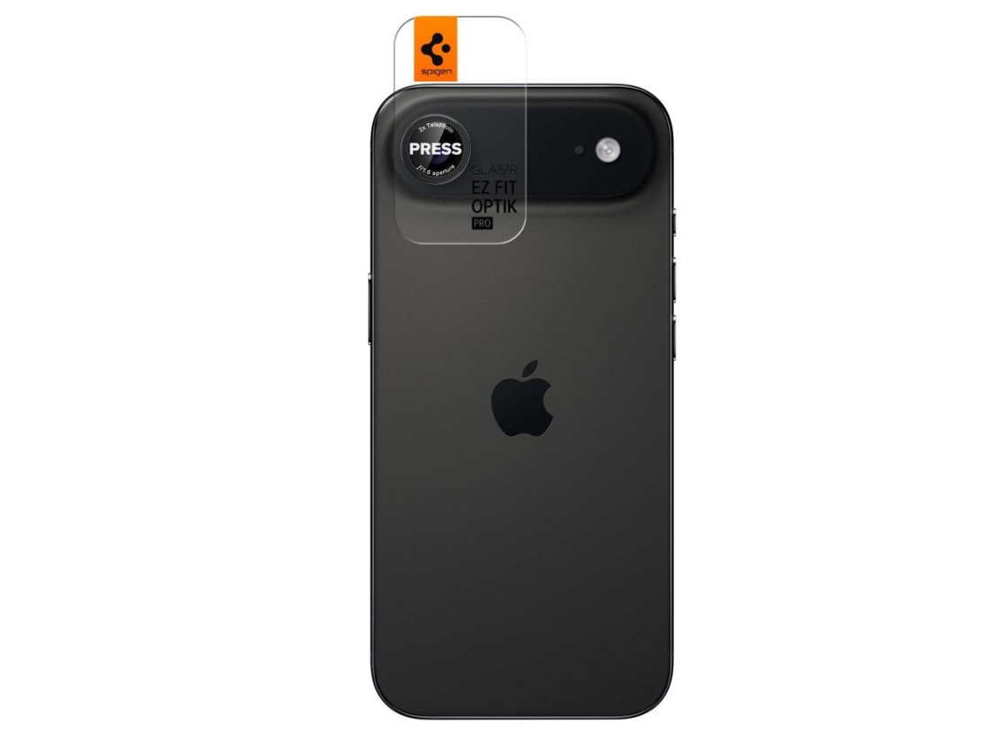 Spigen Optik Pro Série L - Pacote com 2 lentes de vidro para iPhone Air - Preto e Vermelho