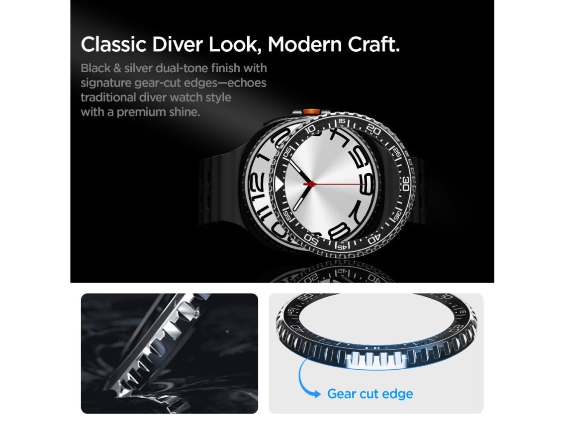 Funda Spigen Bezel Tune Pro Diverna para Samsung Galaxy Watch 8 Classic de 46 mm - Negra