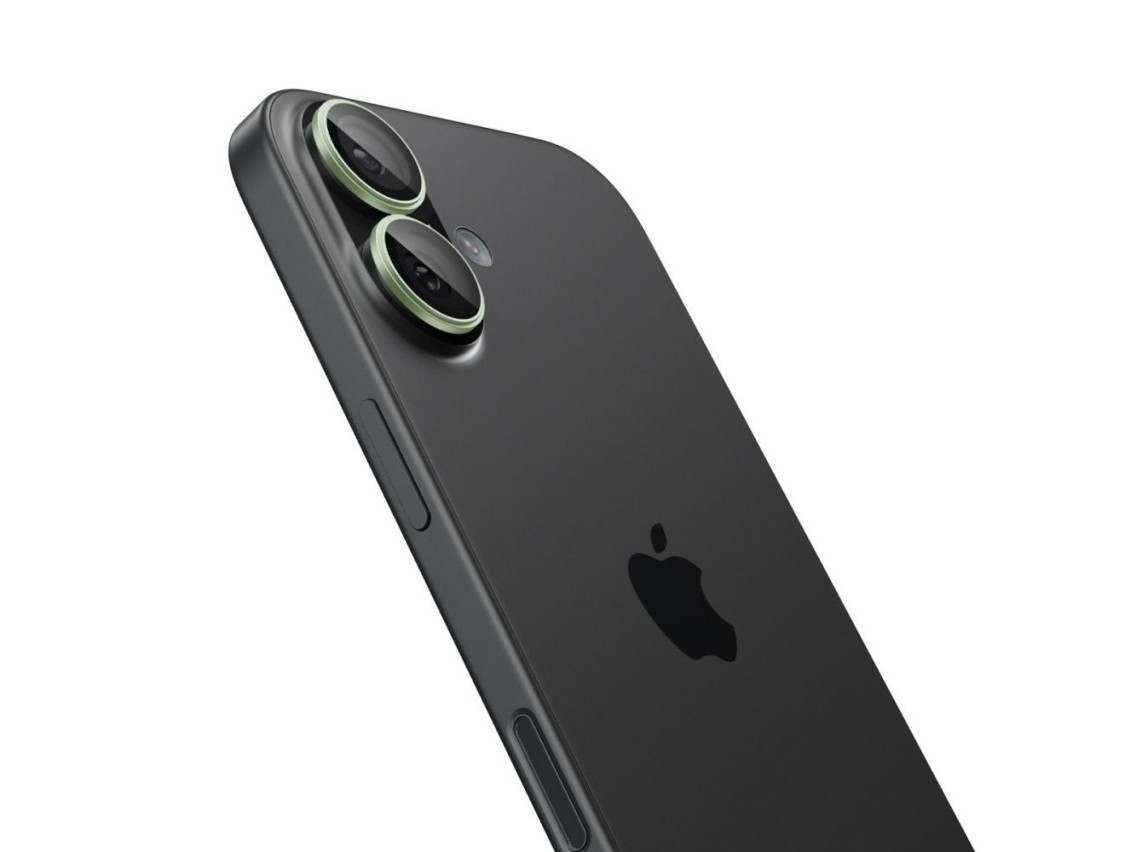 Kit com 2 capas para câmera Spigen Optik Pro GLAS.TR "EZ FIT" para iPhone 16 / 16 Plus / 17 - Verde