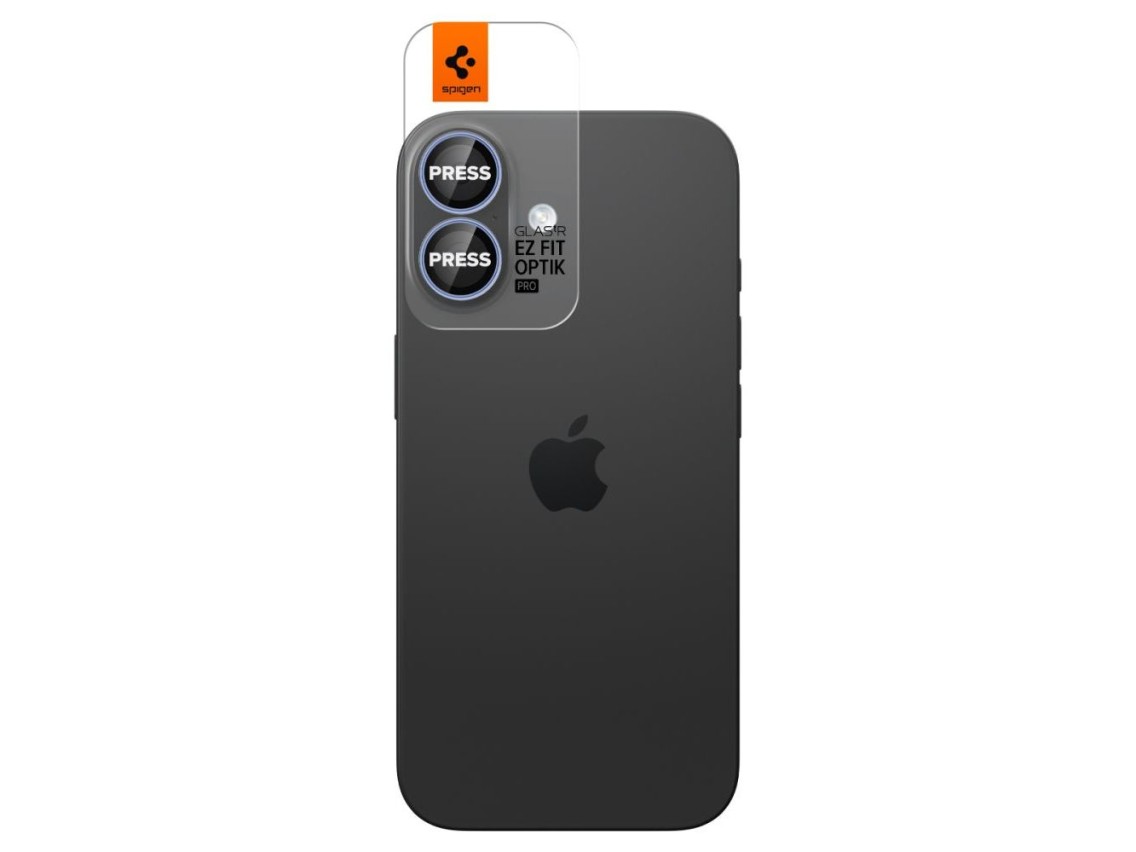 Kit com 2 capas para câmera Spigen Optik Pro GLAS.TR "EZ FIT" para iPhone 16 / 16 Plus / 17 - Azul