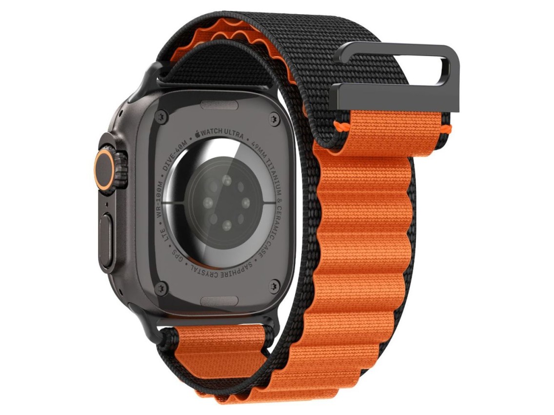 Correa Spigen WBF1 para Apple Watch de 44, 45, 46 y 49 mm (negra y naranja)