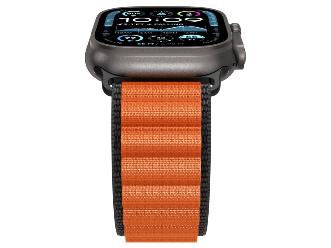 Correa Spigen WBF1 para Apple Watch de 44, 45, 46 y 49 mm (negra y naranja)