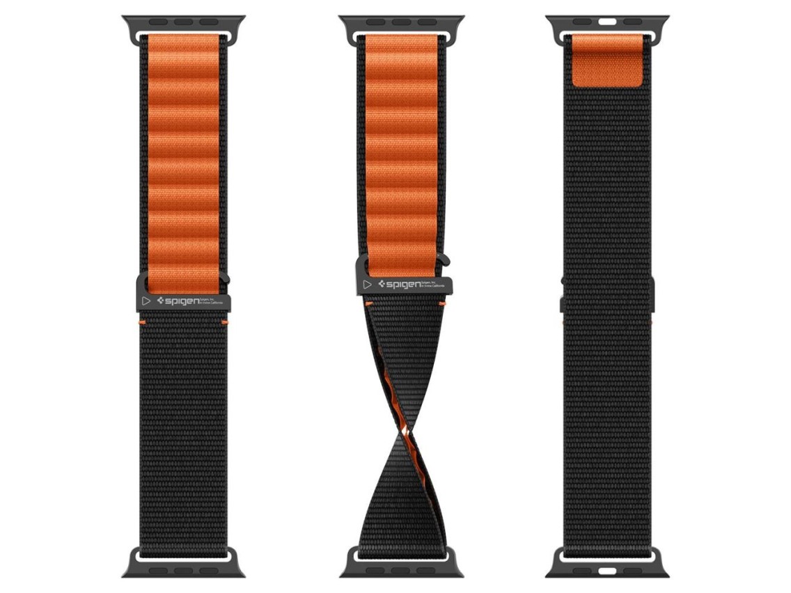 Correa Spigen WBF1 para Apple Watch de 44, 45, 46 y 49 mm (negra y naranja)