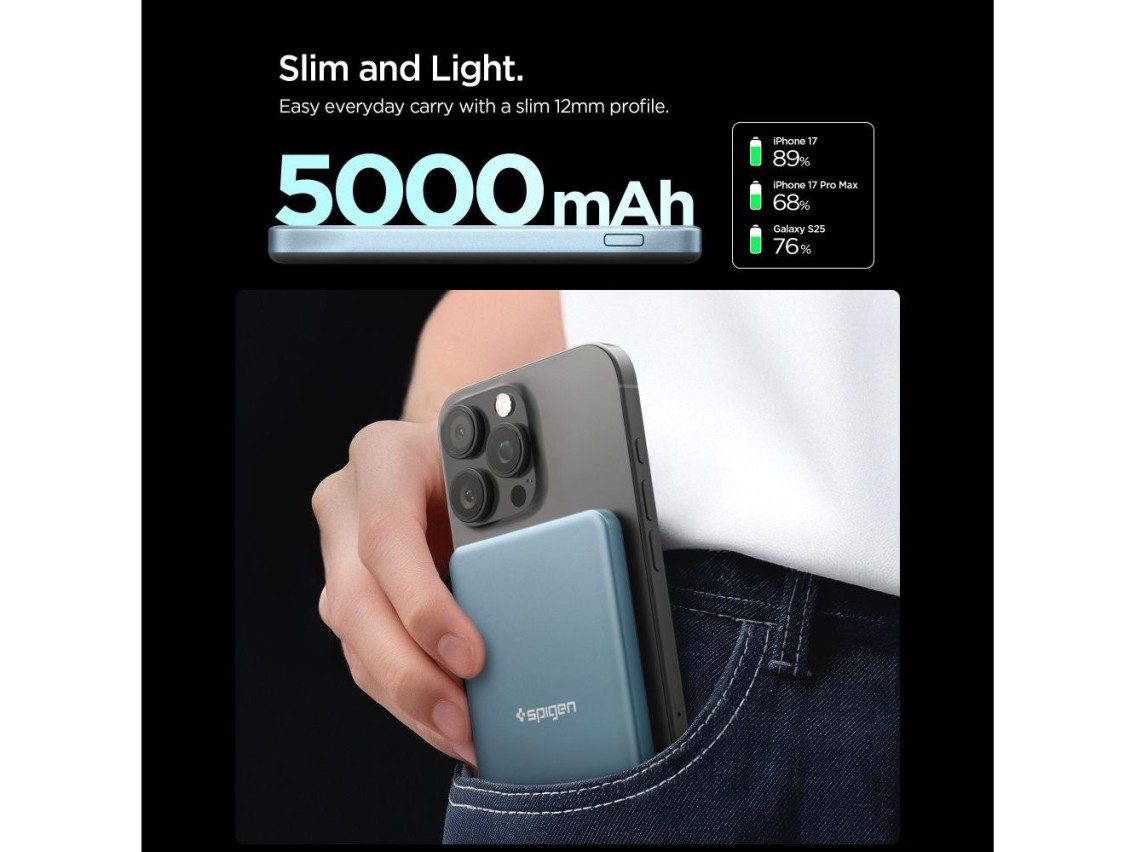 Spigen EA2205MQ Essential MagSafe 5000MAH 22.5W QI2 Power Bank - Navy Blue