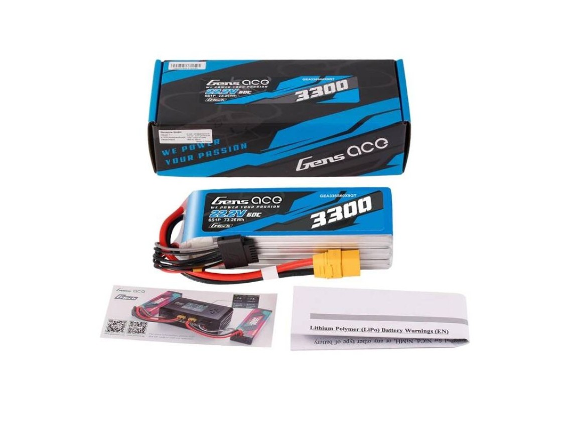 Accumulator Lipo Gens Ace G-Tech 3300mAh 22.2V 60C 6S1P XT90