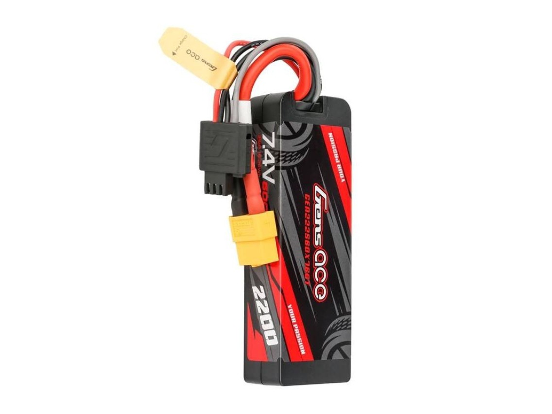 Bateria Lipo Gens ace G-Tech 2200mAh 7.4V 2S1P 60C GRP-76 Hardcase com conector XT60