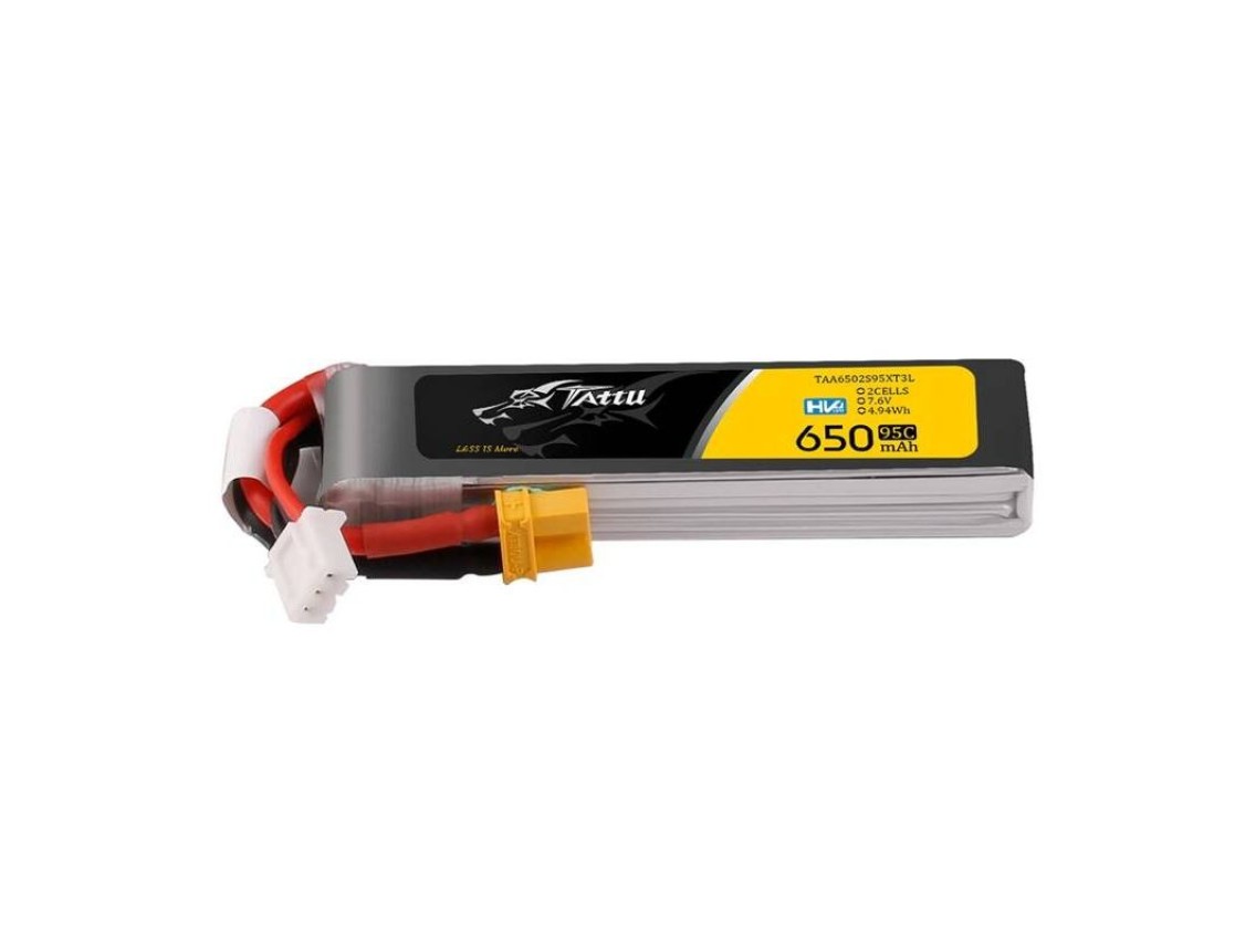 Batería Lipo Tattu 2s 650mAh 95C 7.6V HV z XT30 de gran capacidad