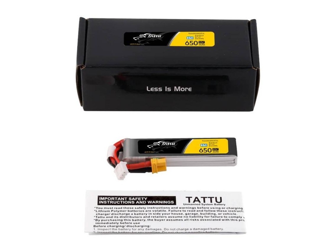 Batería Lipo Tattu 2s 650mAh 95C 7.6V HV z XT30 de gran capacidad