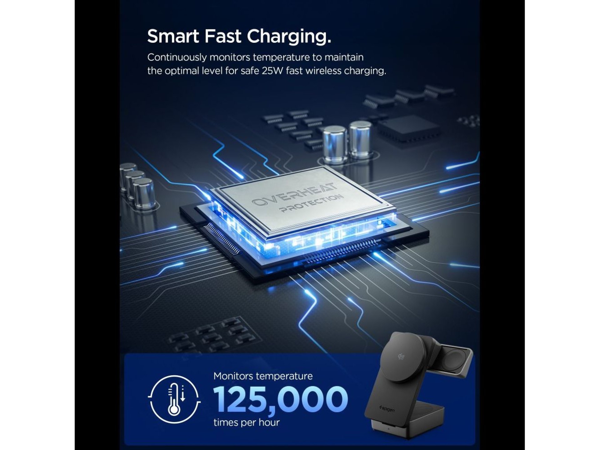 Spigen Essential Qi2.2 25W 3in1 MagSafe Magnetic Wireless Charger - Black