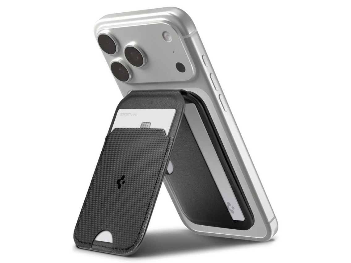 Funda para tel�fono Spigen Slim Fold Tripod Wallet S314-2 MagSafe con cierre magn�tico - Negra