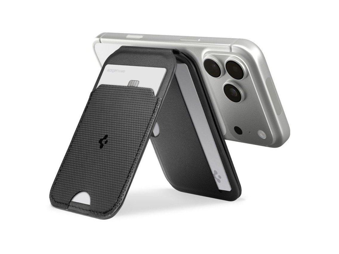 Funda para tel�fono Spigen Slim Fold Tripod Wallet S314-2 MagSafe con cierre magn�tico - Negra