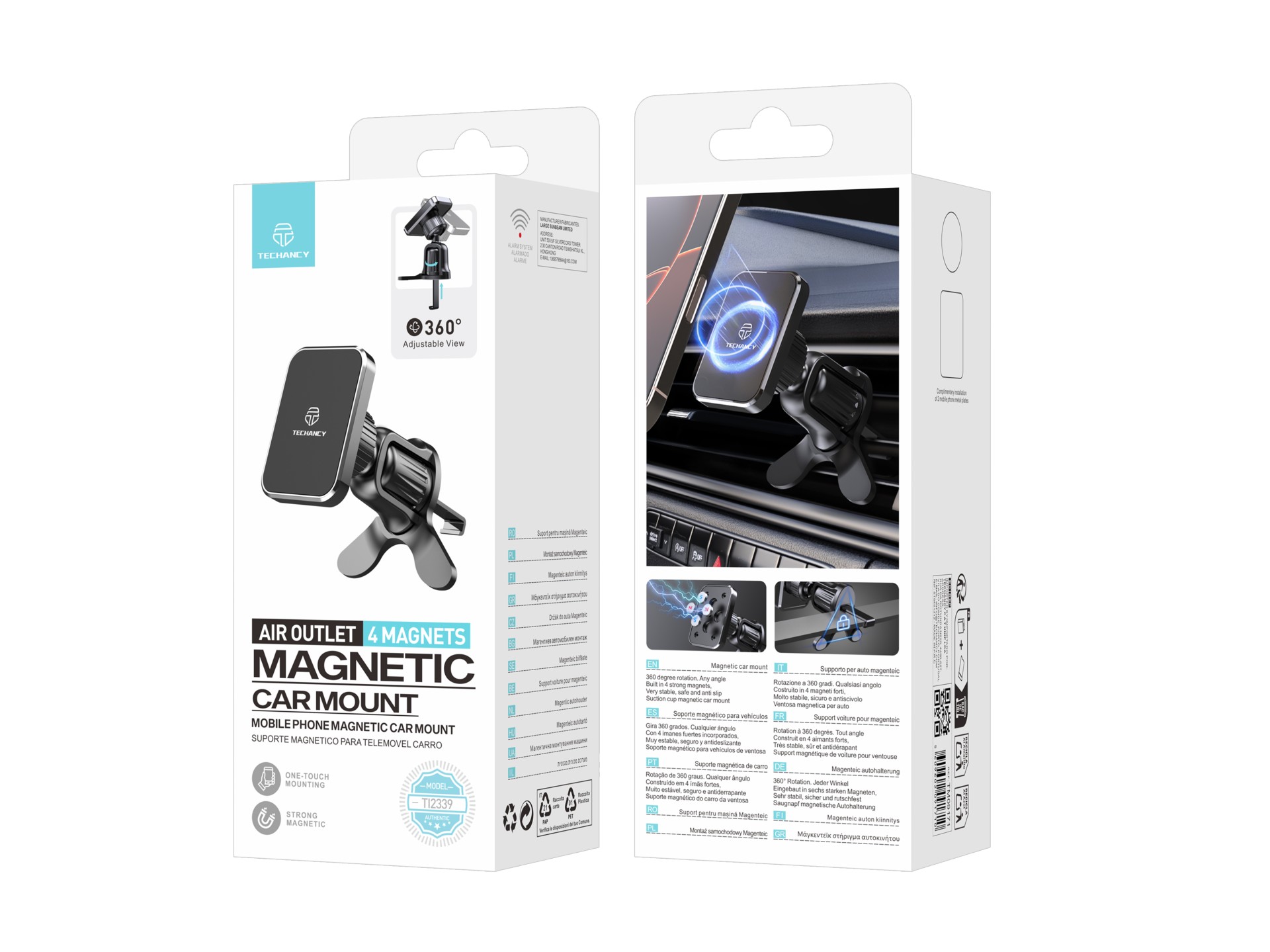 Soporte magnético para coche Techancy TI2339 con rejilla de 360 ??grados, resistente y estable para
