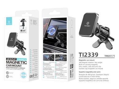 Techancy Suporte magnetico carro TI2339 encaixe grelha 360 graus forte e estavel para telemovel Pret