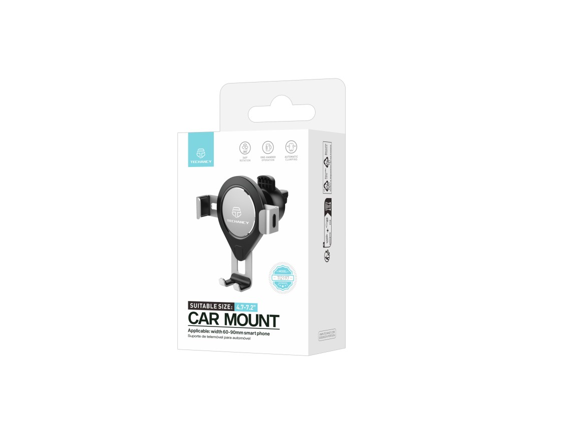 Car Phone Holder, Gray, TI2197, 360 Degree Rotation for 4.7-7.2 Inch Phones