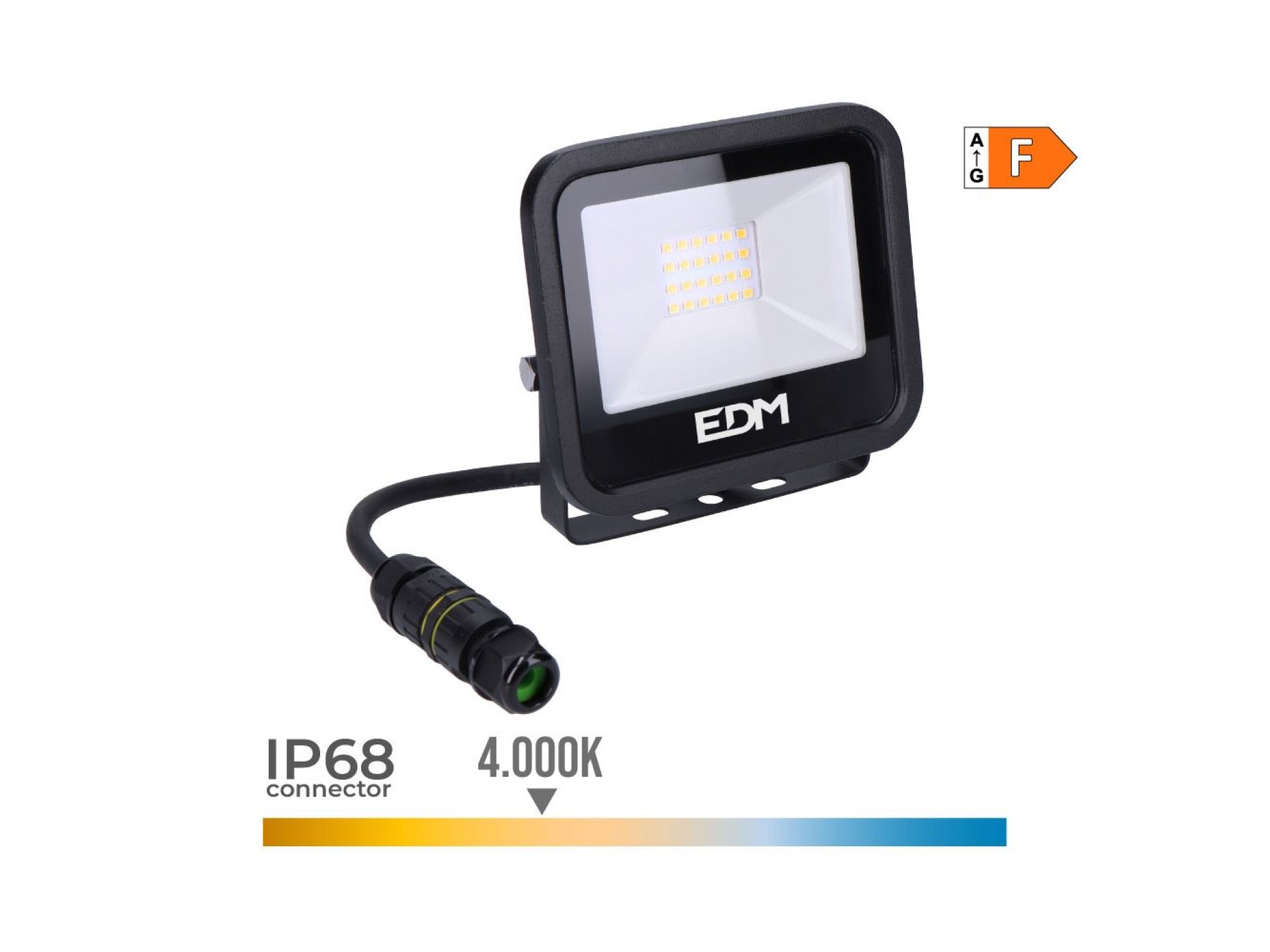 Led projector spotlight 20 w 1520 lm 4000 k daylight black series 12.4 x 10.6 x 2.8 cm