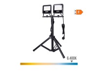 Foco proyector led con tr�pode, 2 x 30 w, 2 x 2370 lm, 6400 k, luz fr�a, black series