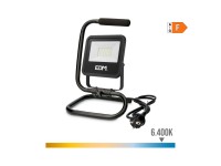 Foco proyector led con pie 30 w, 2370 lm, 6400 k, luz fr�a, black series - 22 x 21 x 32 cm