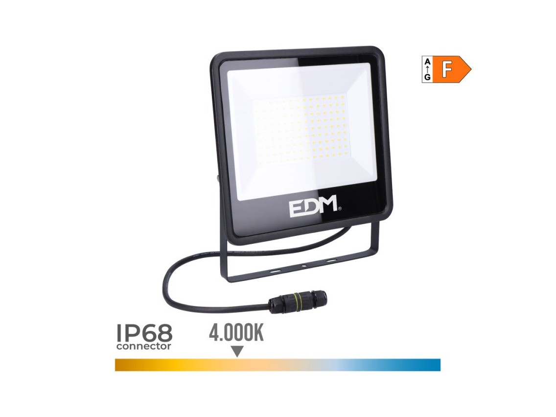 Foco proyector led 100 w 8200 lm 4000 k luz día, black series - 24,6 x 22,8 x 2,9 cm