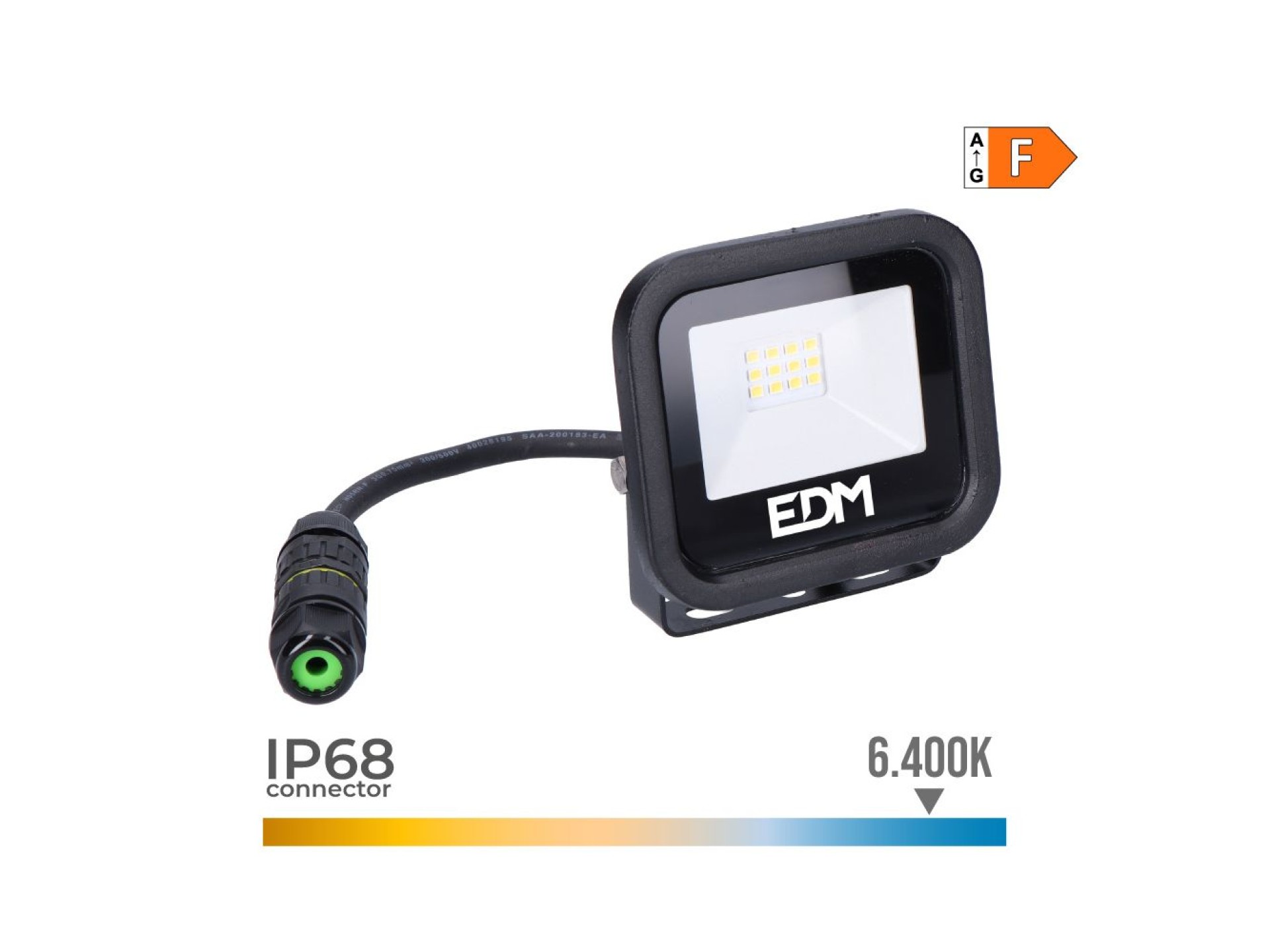 Led projector spotlight 10 w 800 lm 6400 k cold light black series - 9,2 x 8,1 x 2,7 cm