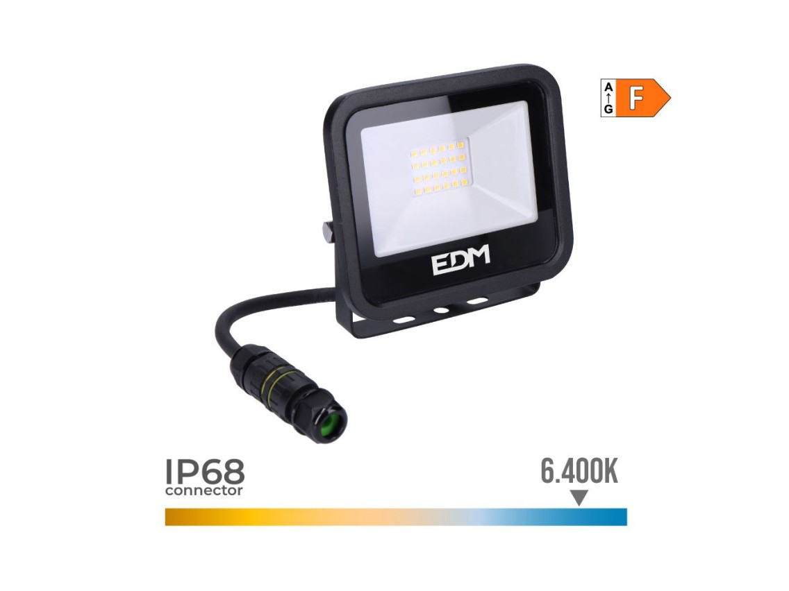 Foco proyector led 20 w 1520 lm 6400 k luz fría, black series - 12,4 x 2,8 x 10,6 cm