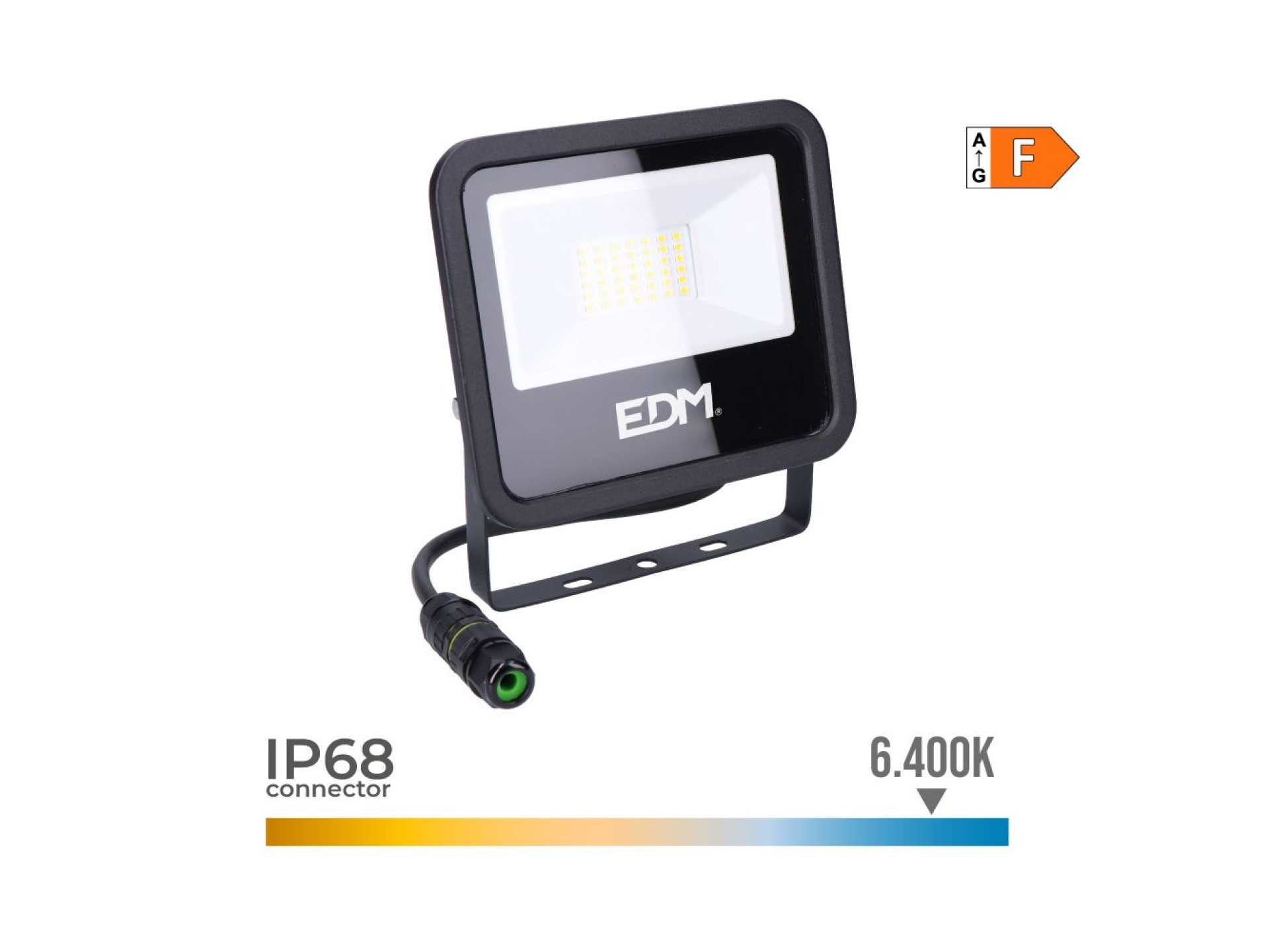 Led projector light 30 w 2370 lm 6400 k cold light black series - 15,8 x 13,5 x 2,9 cm