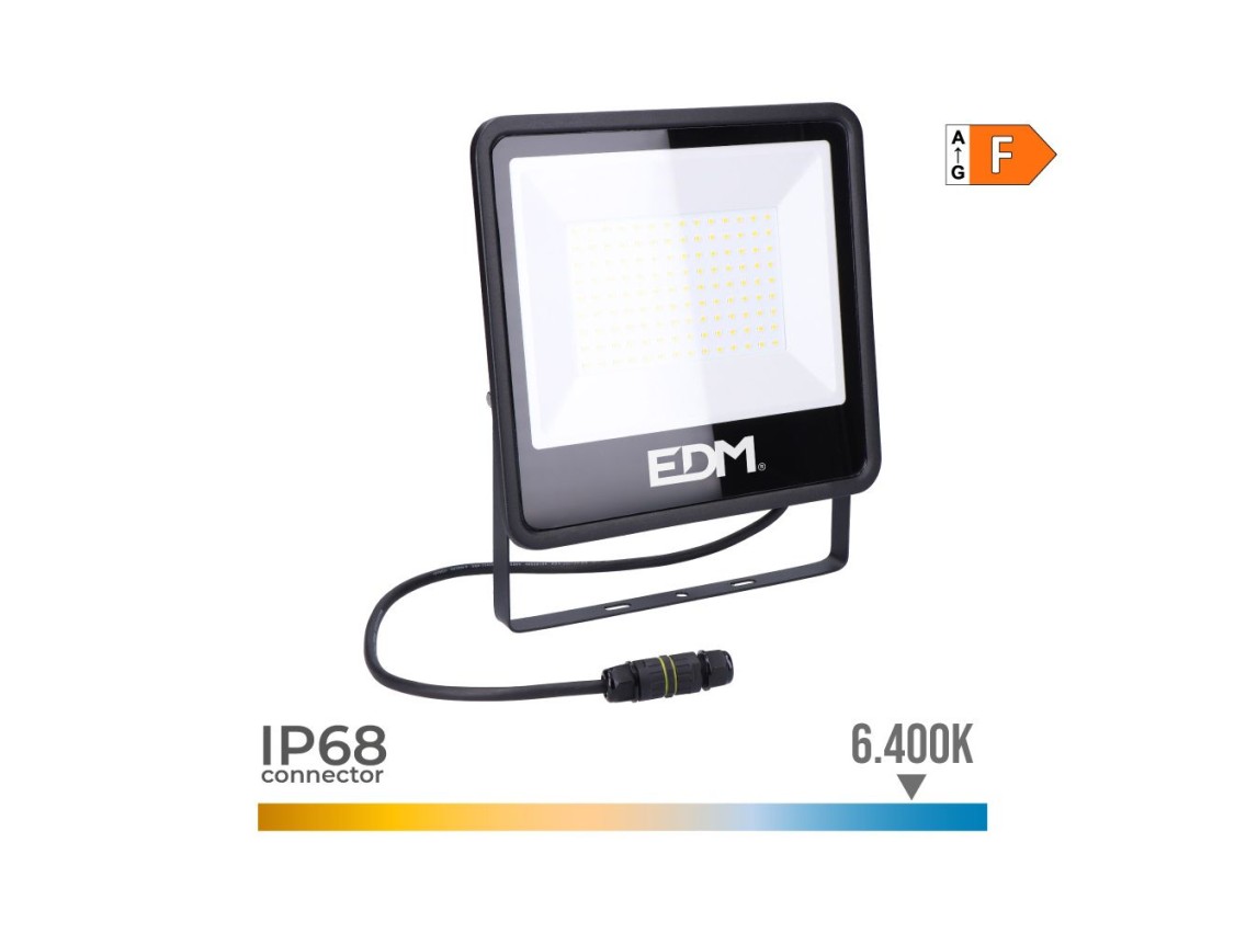 Foco proyector led 100 w 8200 lm 6400 k luz fría, black series - 24,6 x 22,8 x 2,9 cm